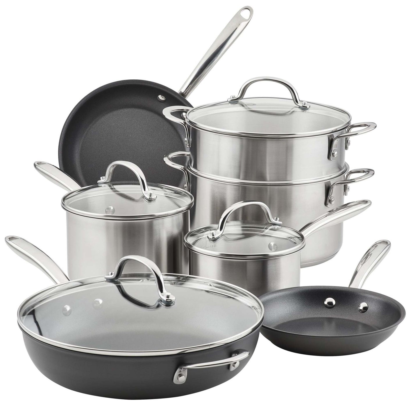 PROFESSIONAL 11PC HARD ANODIZED NONSTICK & INDUCTION STAINLESS STEEL COOKWARE