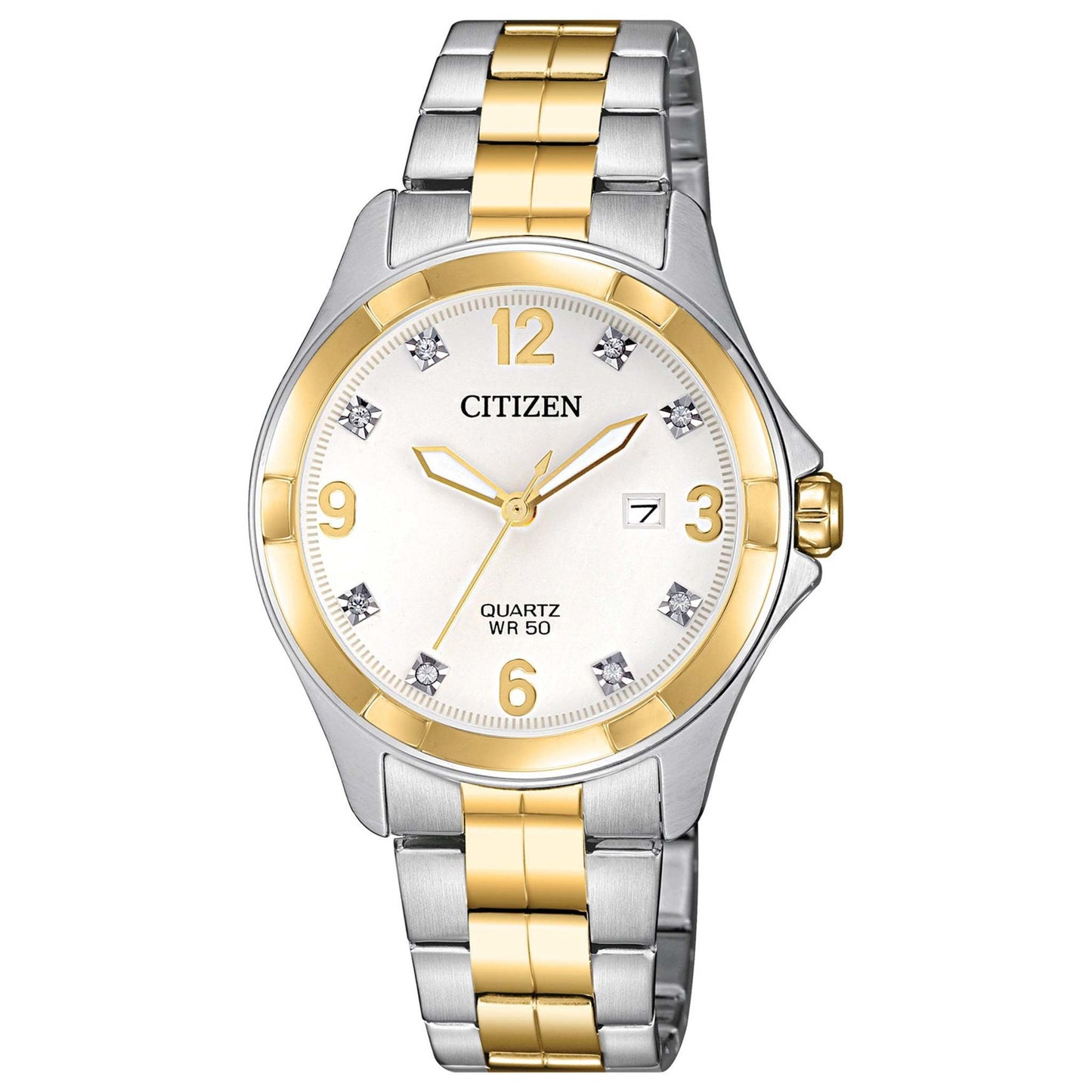 LADIES DRESS CRYSTAL TWO-TONE STAINLESS STEEL WATCH