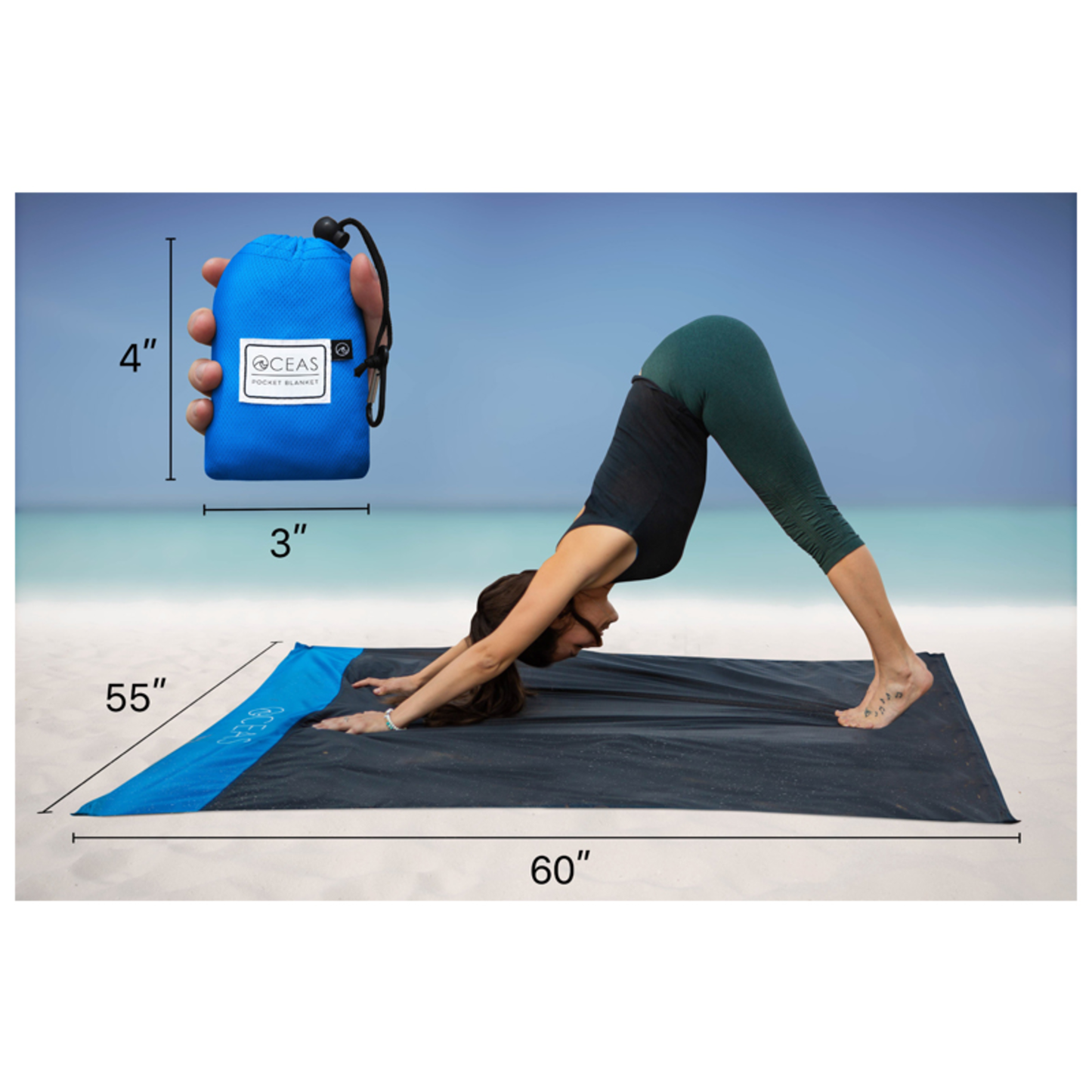 OUTDOOR WATERPROOF POCKET BLANKET - (BLUE)