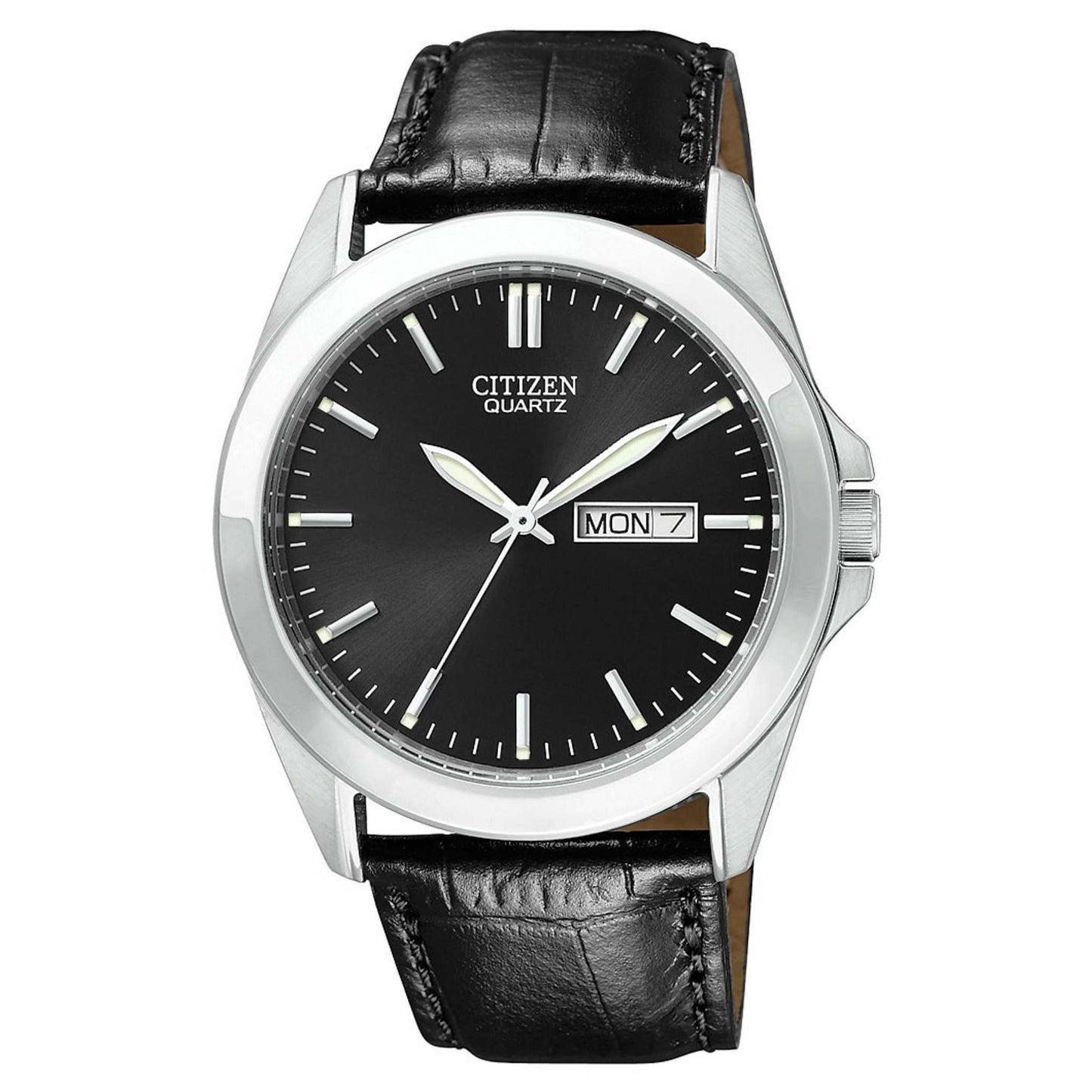 MENS QUARTZ LEATHER STRAP WATCH