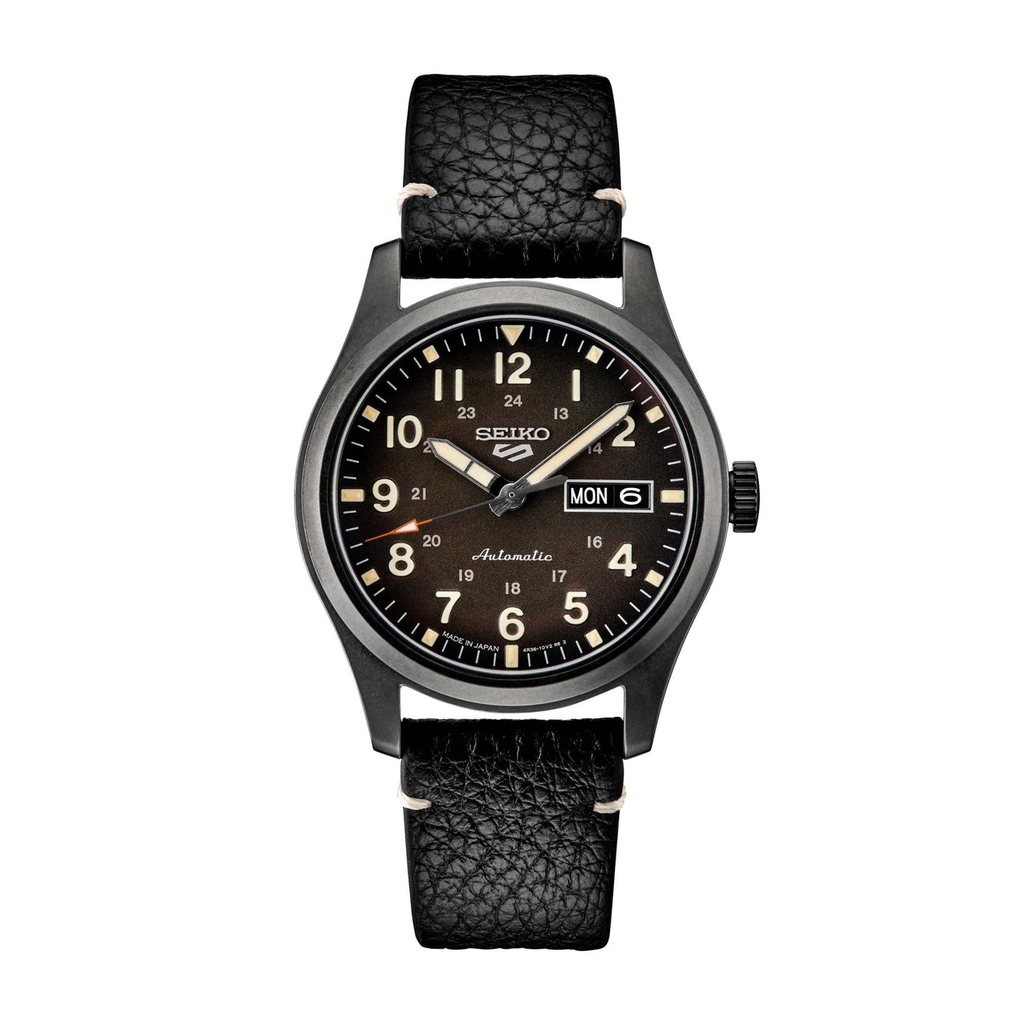 MENS SEIKO 5 SPORT AUTOMATIC LEATHER STRAP WATCH