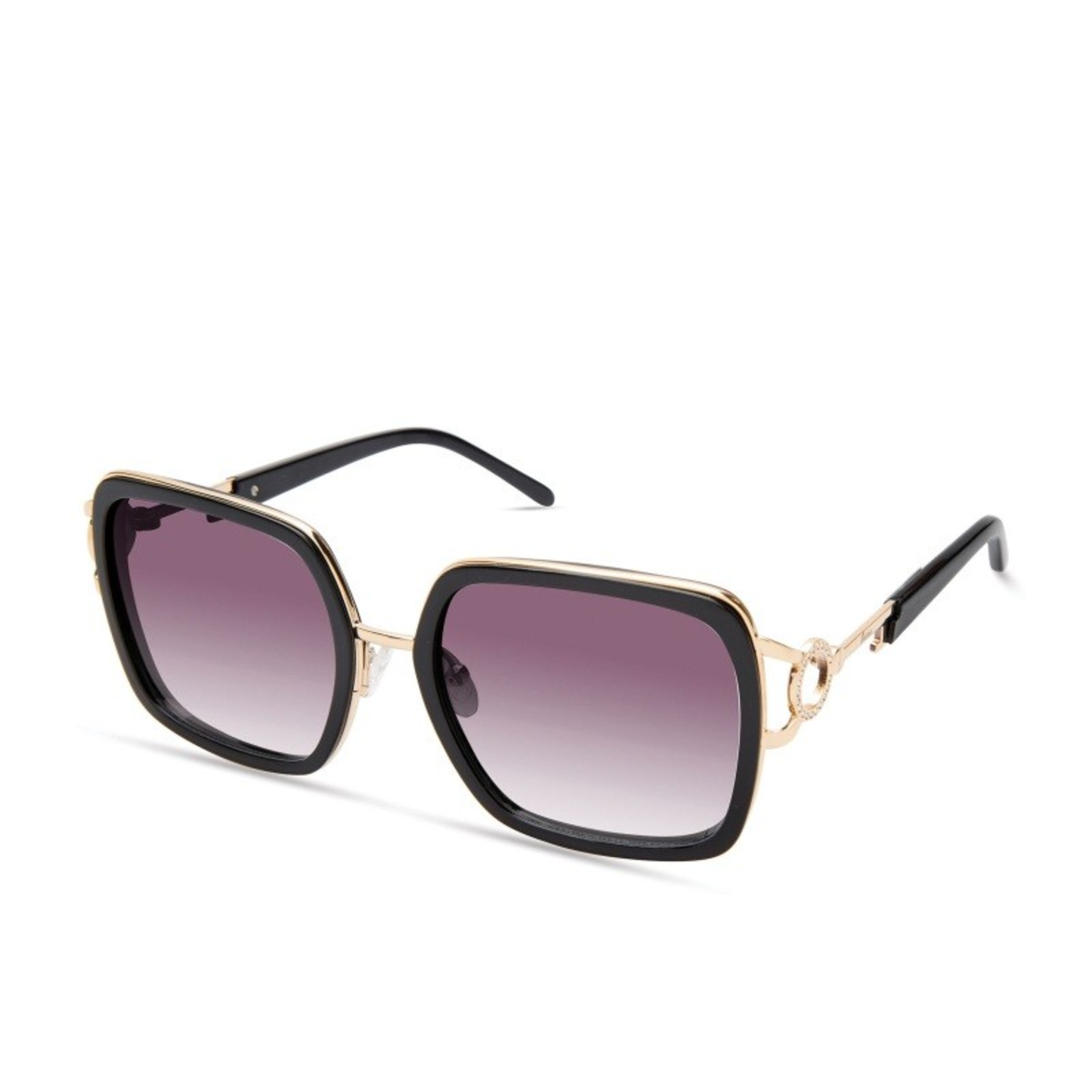 FACTORY SHINY BLACK GEOMETRIC SUNGLASSES