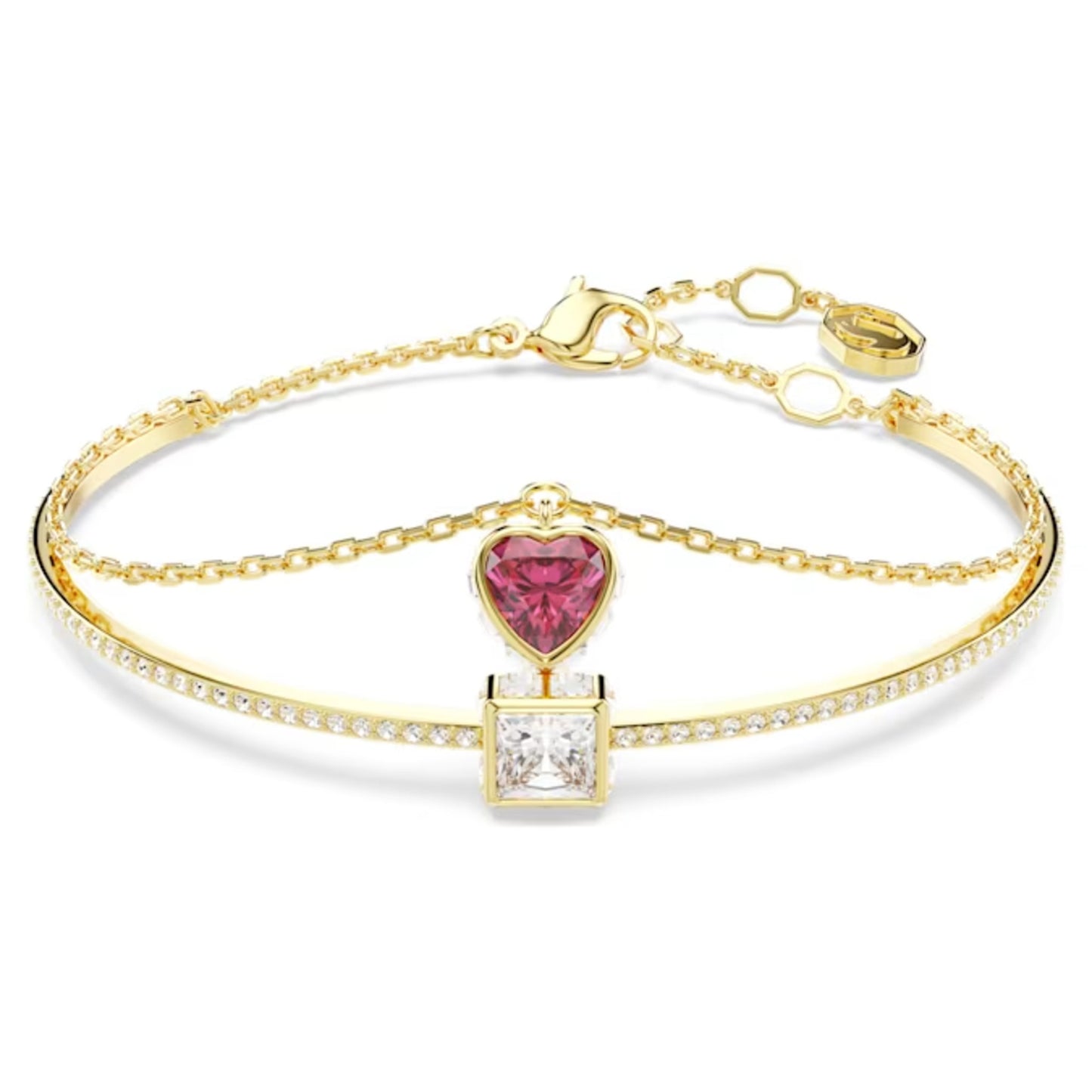 SWAROVSKI CHROMA BANGLE HEART, RED, GOLD-TONE PLATED