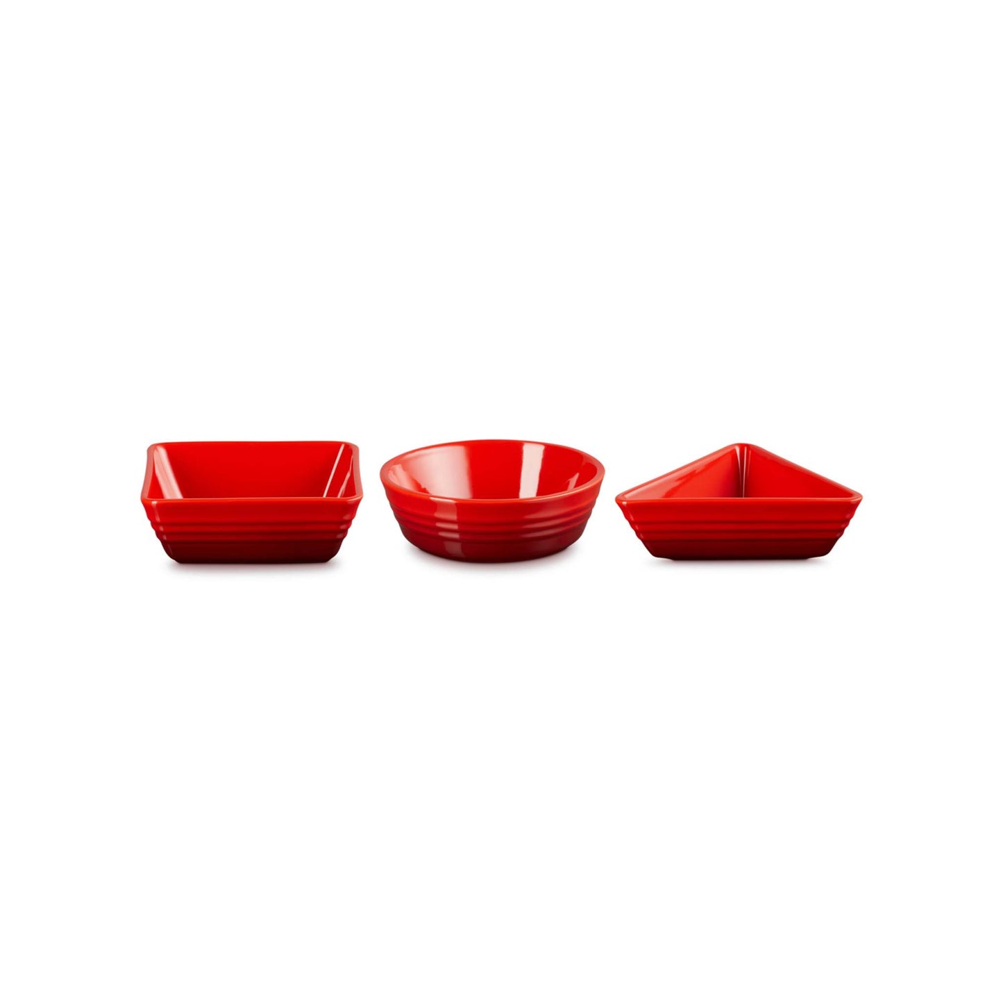 3PC STONEWARE SERVING/TAPAS DISH SET CERISE