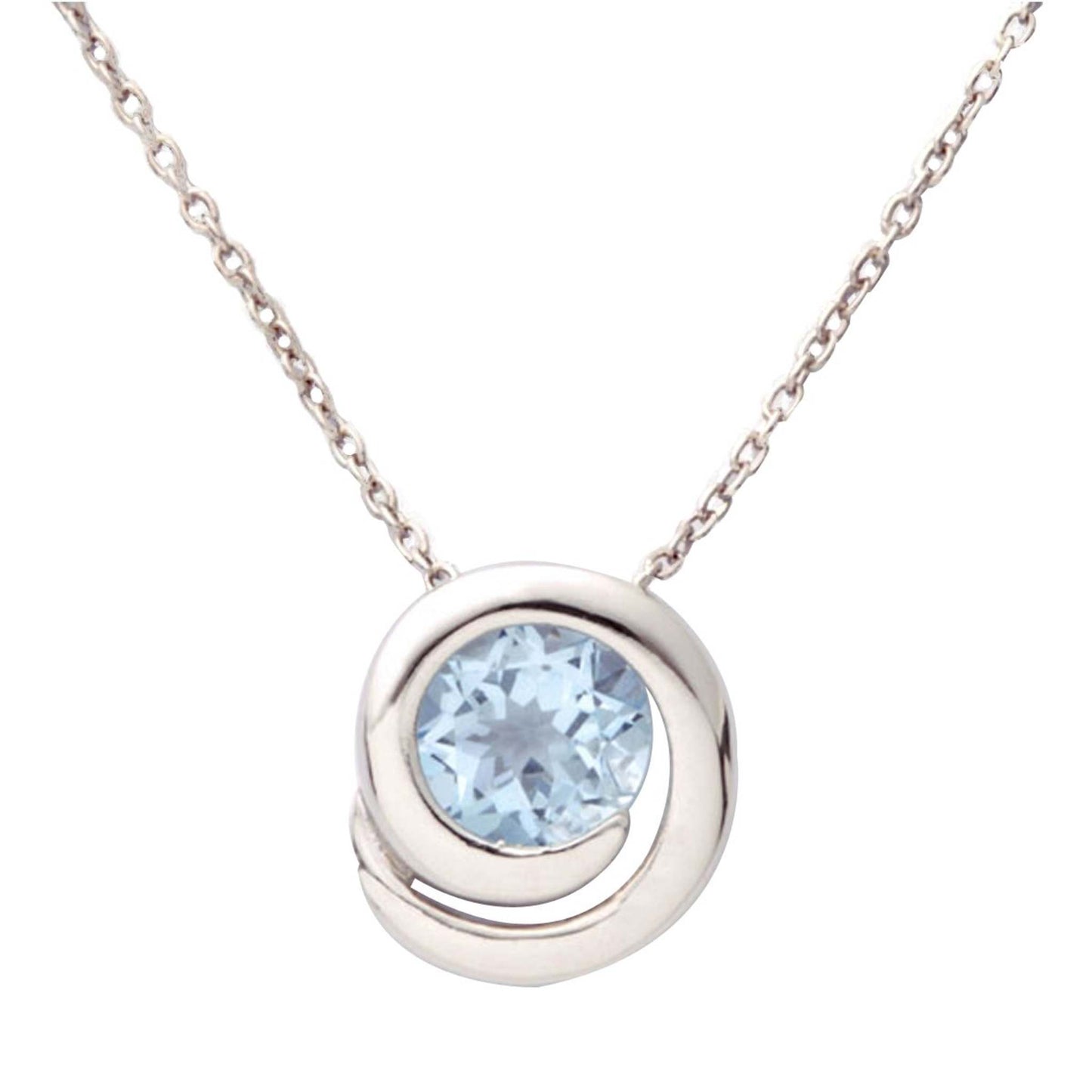 SILVER SWIRL BLUE TOPAZ NECKLACE