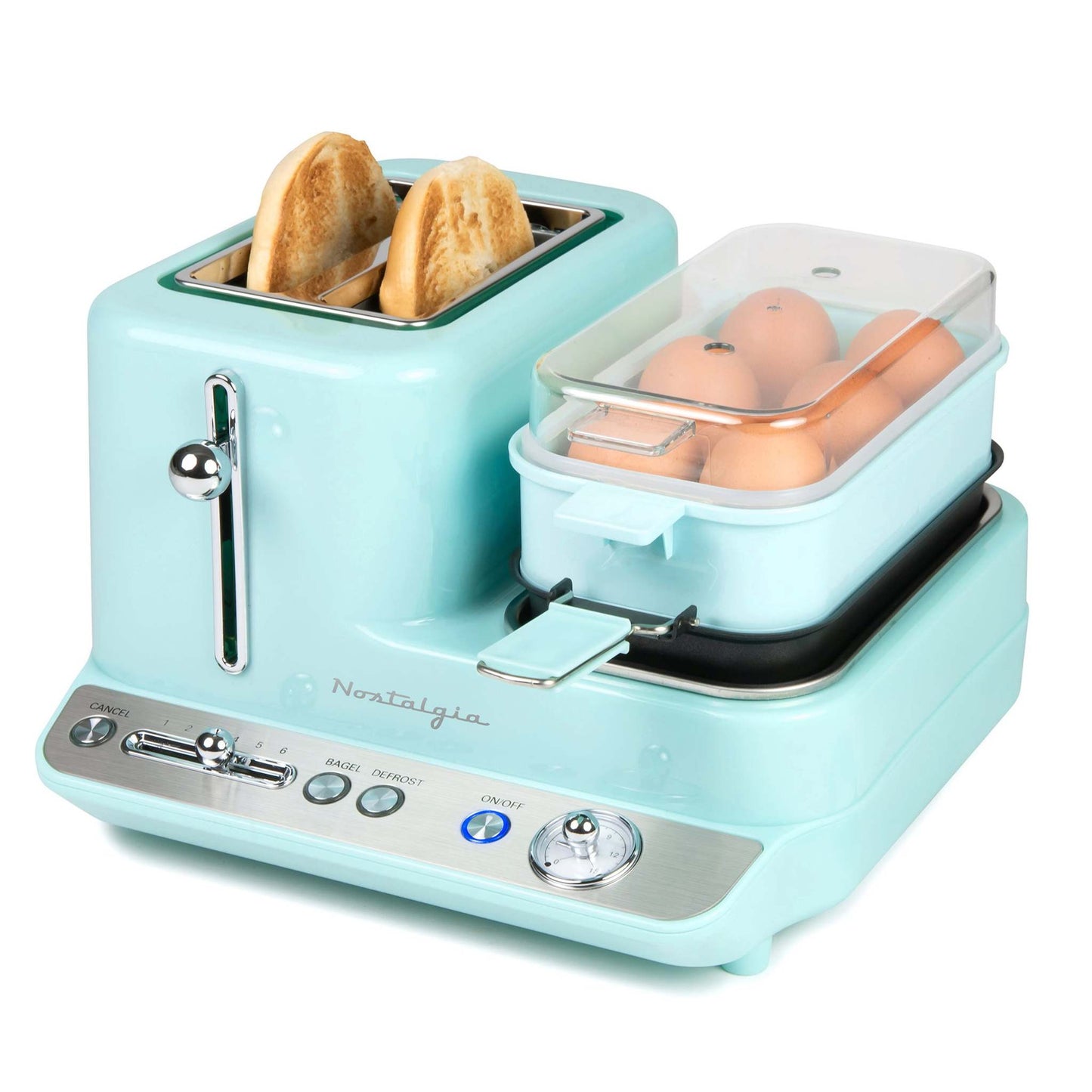 3-IN-1 BREAKFAST STATION W/ TOASTER AQUA