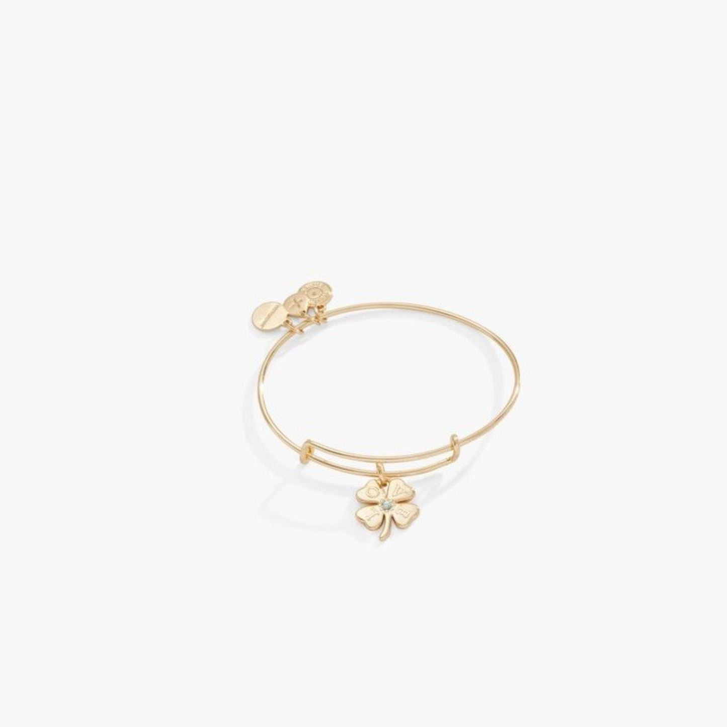 LOVE CLOVER CHARM BANGLE BRACELET - GOLD