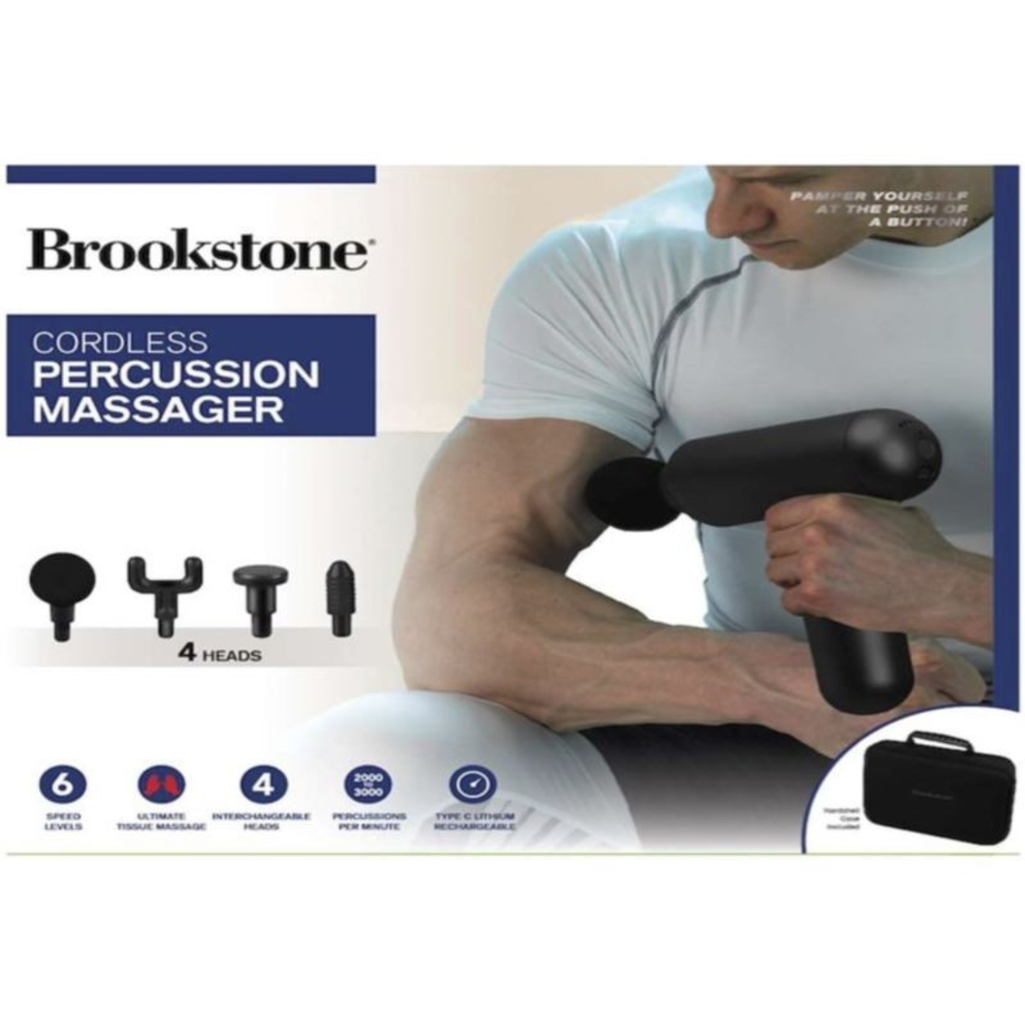 BROOKSTONE CORDLESS PERCUSSION MASSAGER