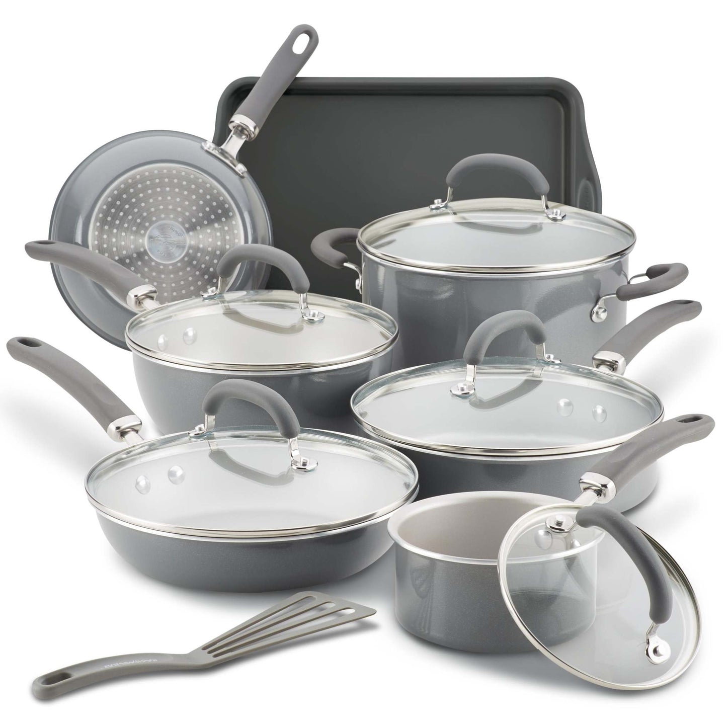 CREATE DELICIOUS 13PC ENAMELED ALUMINUM COOKWARE SHIMMER
