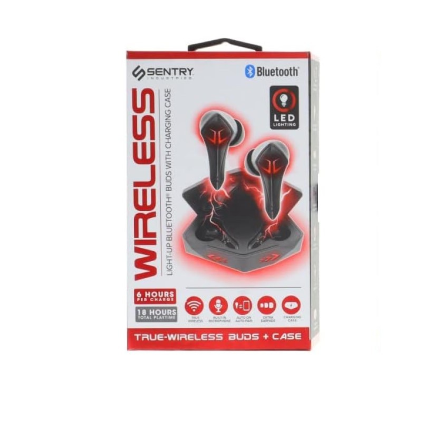 TRUE WIRELESS LIGHT UP GAMING EARBUDS WITH CHARGING CASE