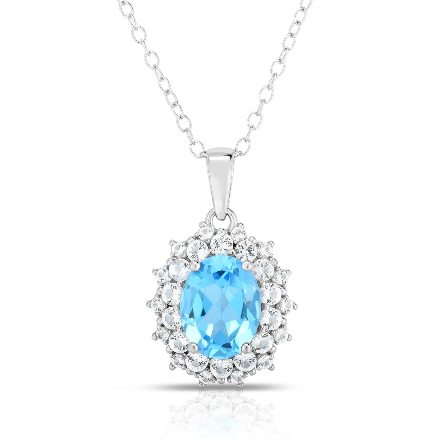 BLUE & WHITE TOPAZ PENDANT NECKLACE