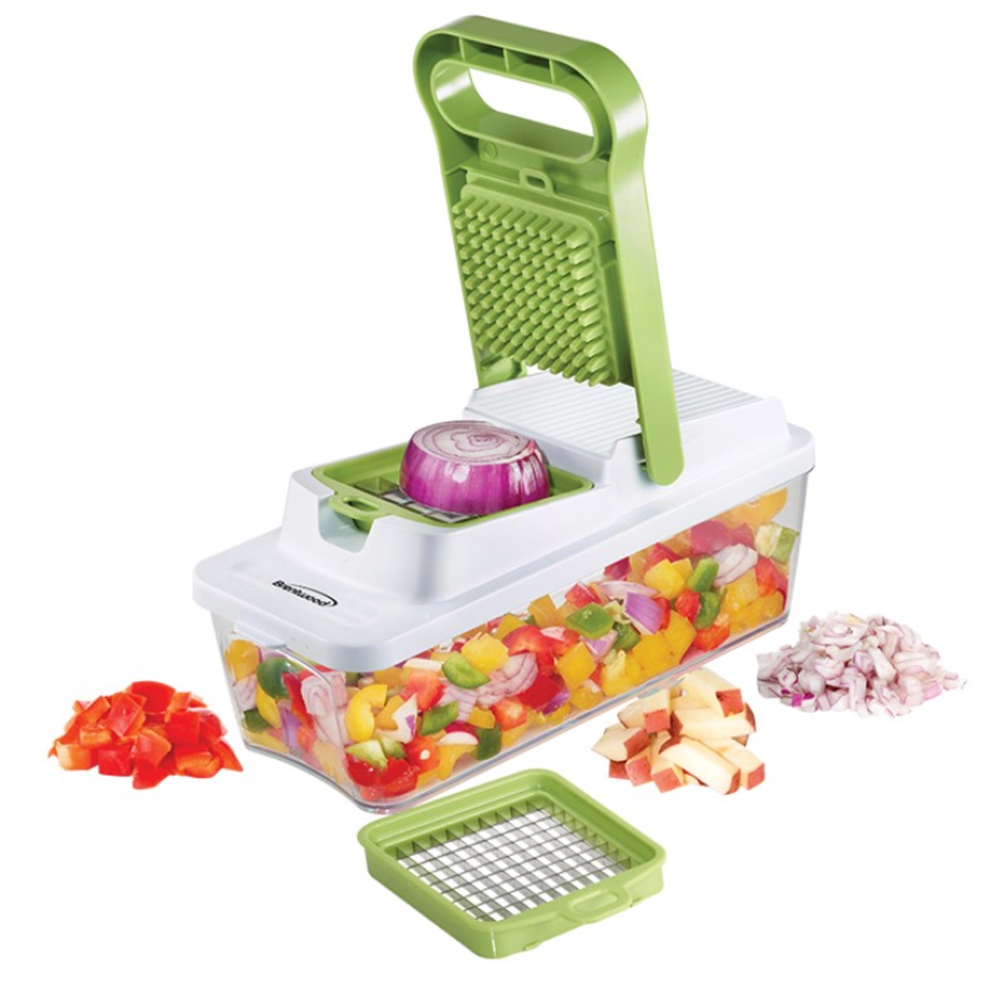 FOOD CHOPPER AND VEGETABLE DICER WITH 6.75-CUP STORAGE CONTAINER - (GREEN)