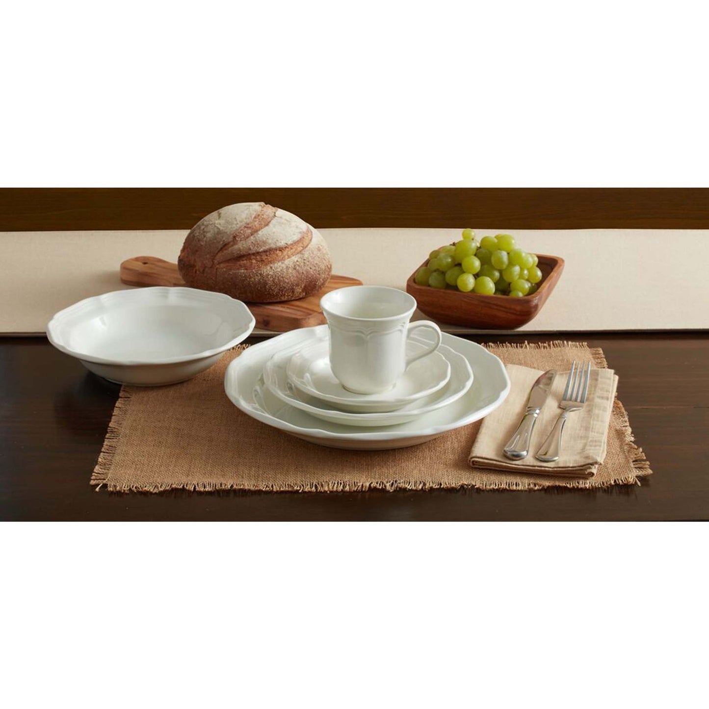 FRENCH COUNTRYSIDE 40PC STONEWARE DINNERWARE SET