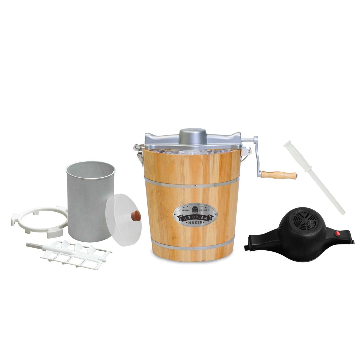 GOURMET OLD FASHIONED 4QT WOOD BUCKET ICE CREAM MAKER