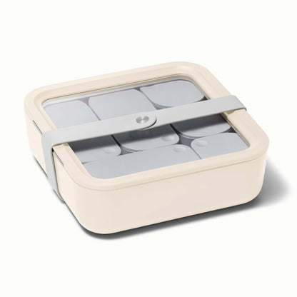 10 CUP GLASS FOOD CONTAINER SQUARE SHAPE W/ LID CREAM