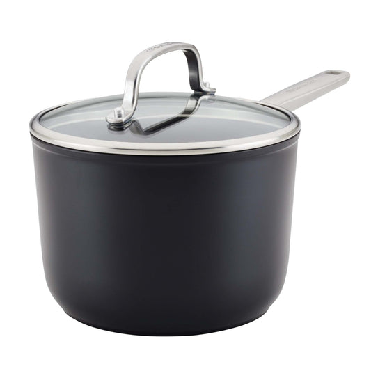 3QT HARD ANODIZED INDUCTION NONSTICK COVERED SAUCEPAN