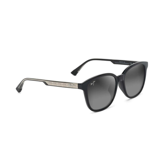 KU'IKAHI ASIAN FIT POLARIZED SUNGLASSES, SHINY BLACK FRAME, NEUTRAL GRAY LENS