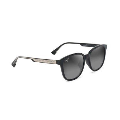 KU'IKAHI ASIAN FIT POLARIZED SUNGLASSES, SHINY BLACK FRAME, NEUTRAL GRAY LENS