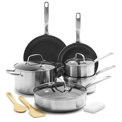 CHATHAM 12PC TRI-PLY STAINLESS STEEL NONSTICK COOKWARE SET