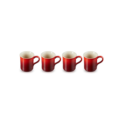 SET OF 4 STONEWARE MUGS CERISE