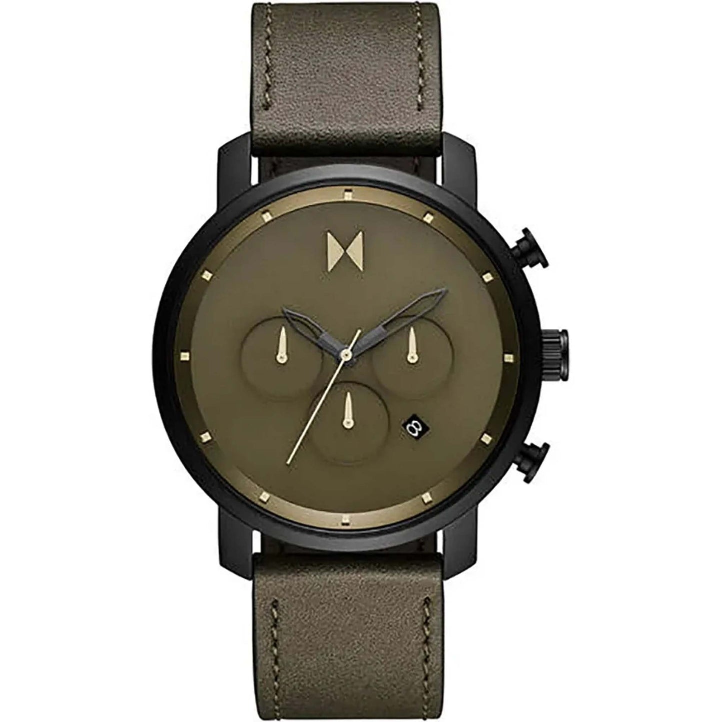 MENS CHRONO LEATHER STRAP WATCH