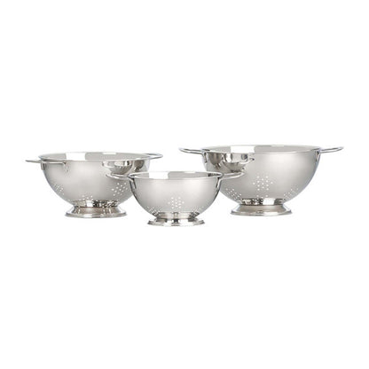 3PC STAINLESS STEEL STACKABLE COLANDER SET