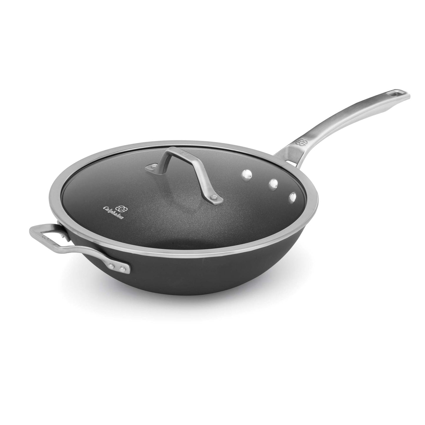 SIGNATURE NONSTICK 12" FLAT BOTTOM WOK W/ COVER