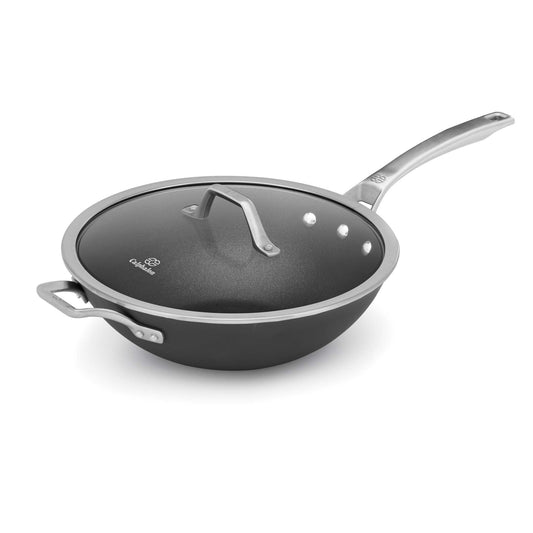 SIGNATURE NONSTICK 12" FLAT BOTTOM WOK W/ COVER