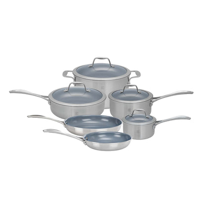 SPIRIT 3-PLY 10PC STAINLESS STEEL CERAMIC COOKWARE SET
