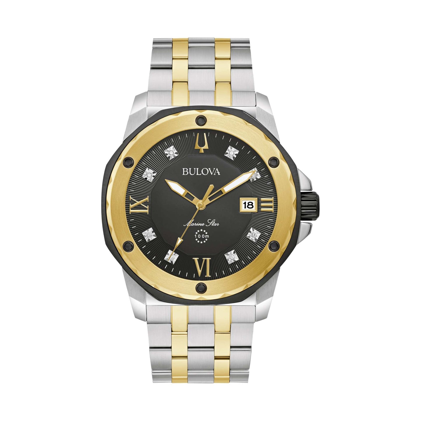 MEN'S MARINE STAR DIAMOND 2-TONE STAINLESS STEEL WATCH, DIAL
