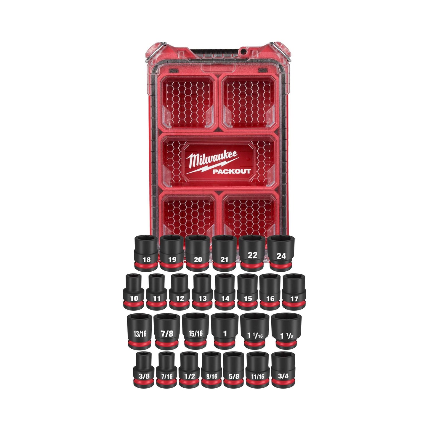 SHOCKWAVE IMPACT DUTY SOCKET 1/2" DRIVE 27PC MM & SAE PACKOUT SET
