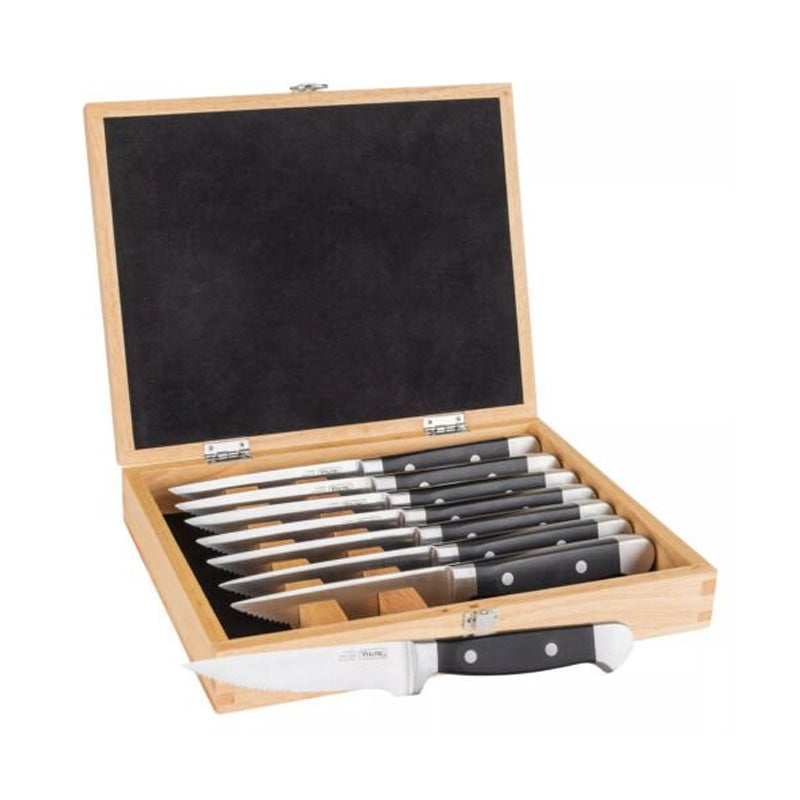 8 - PIECE STEAKHOUSE STEAK KNIFE SET WITH STORAGE BOX