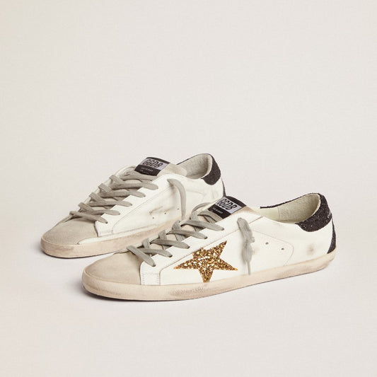 SIZE 8 SUPERSTAR SNEAKERS WITH STAR AND GLITTERY HEEL TAB