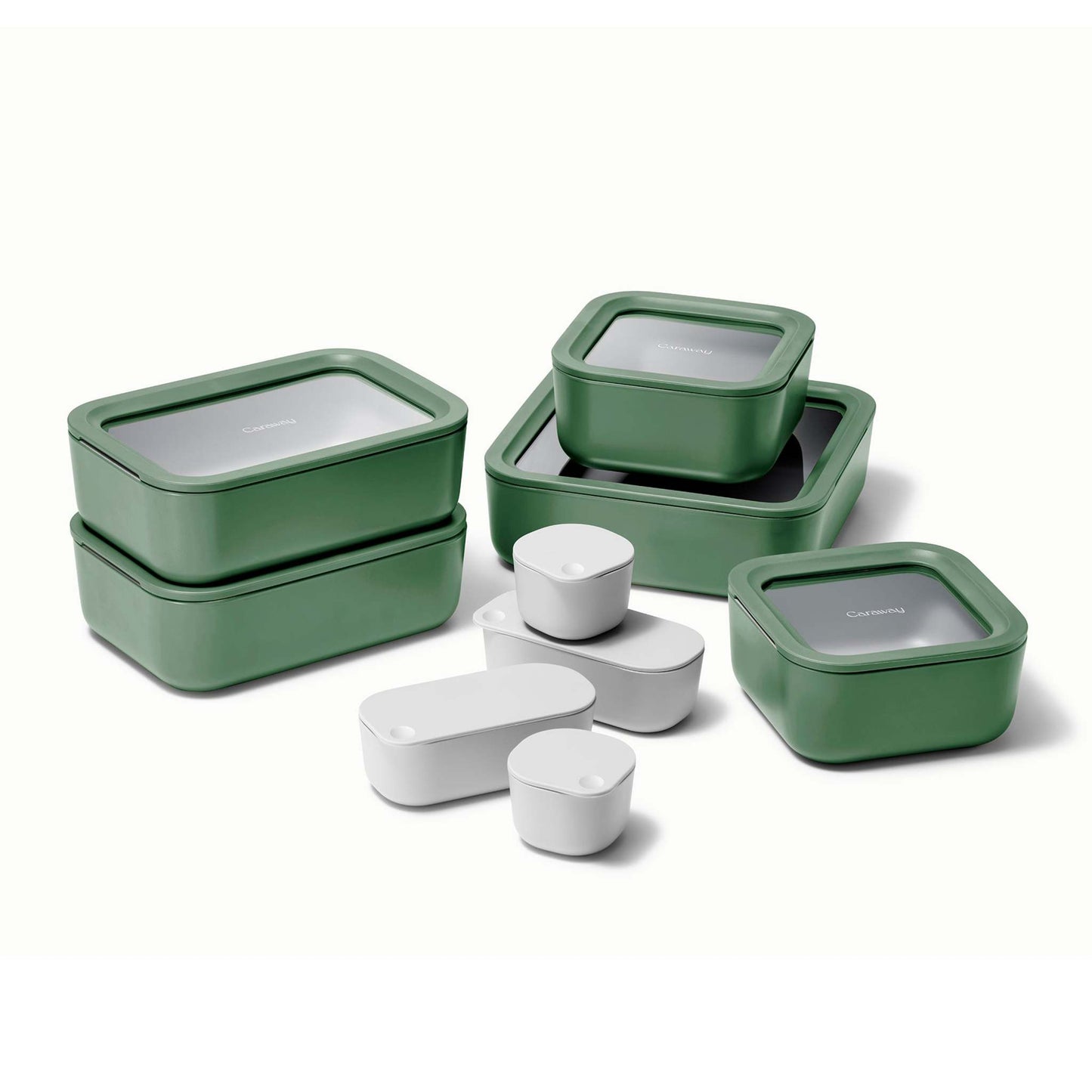 14PC GLASS FOOD STORAGE SET SAGE