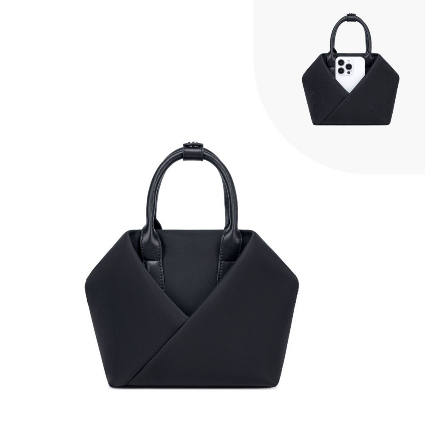 SMALL ORIGAMI TOTE - (BLACK+SILVER)