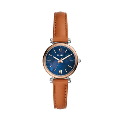 LADIES CARLIE MINI & TAN LEATHER STRAP WATCH MOP DIAL