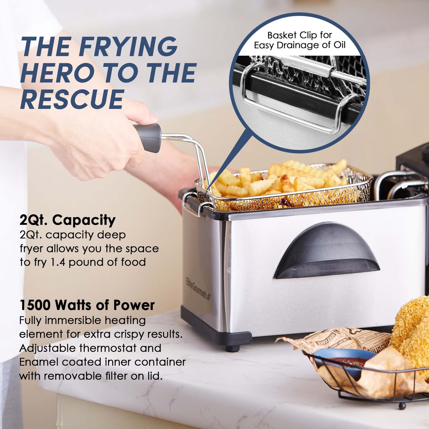 GOURMET 2QT ELECTRIC IMMERSION DEEP FRYER