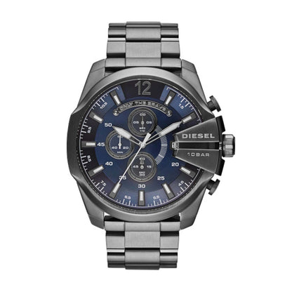 MENS MEGA CHIEF GUNMETAL STAINLESS STEEL WATCH DRK BLU DIAL