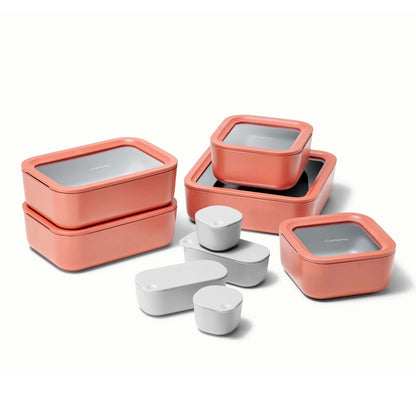 14PC GLASS FOOD STORAGE SET PERRACOTTA