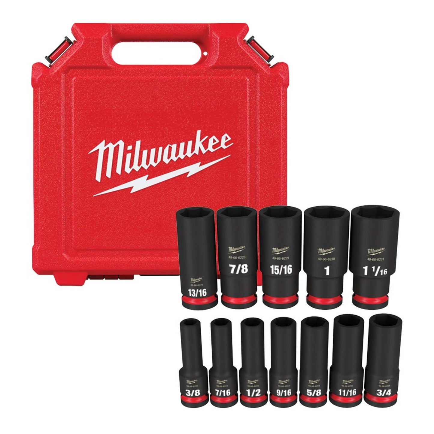 12PC SHOCKWAVE IMPACT DUTY 1/2" DRIVE SAE DEEP 6 POINT SOCKET SET