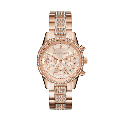 LADIES RITZ PAVE CHRONOGRAPH STAINLESS STEEL WATCH