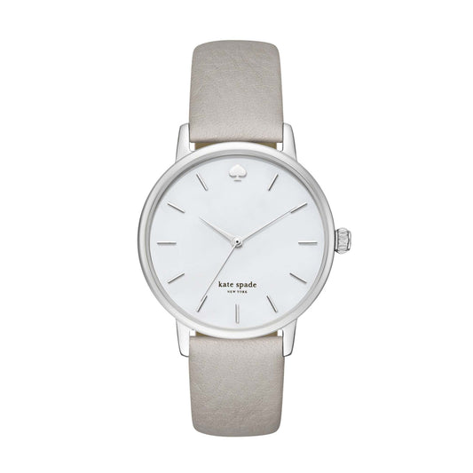 LADIES' METRO LEATHER STRAP WATCH, MOTHER-OF-PEARL DIAL
