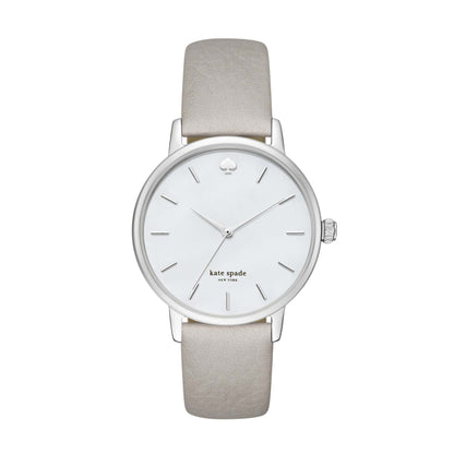 LADIES' METRO LEATHER STRAP WATCH, MOTHER-OF-PEARL DIAL