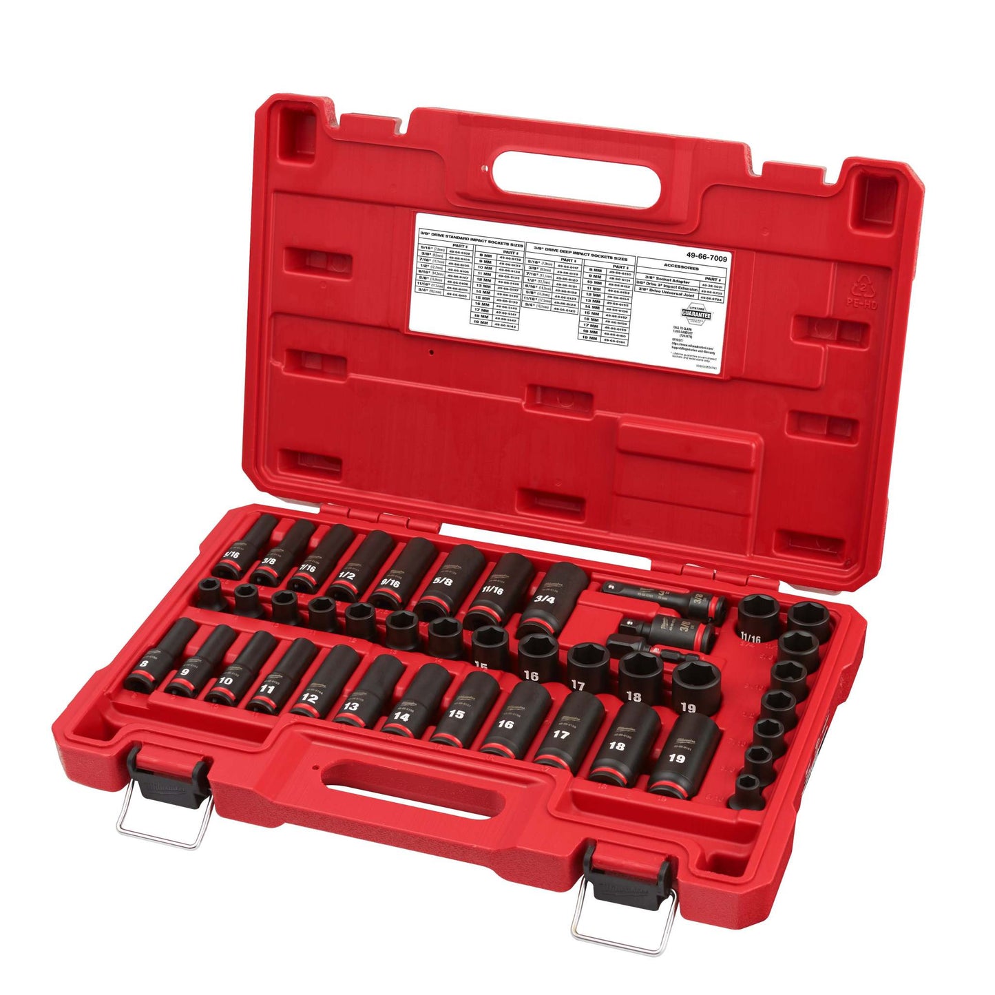 43PC SHOCKWAVE IMPACT DUTY 3/8" DRIVE SAE & METRIC DEEP 6 POINT SOCKET SET