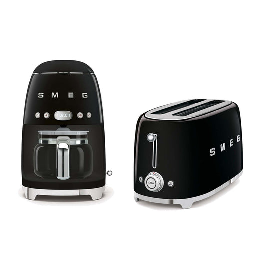 50'S RETRO-STYLE AM KIT W/ 10 CUP COFFEE MACHINE & 2 SLOT TOASTER