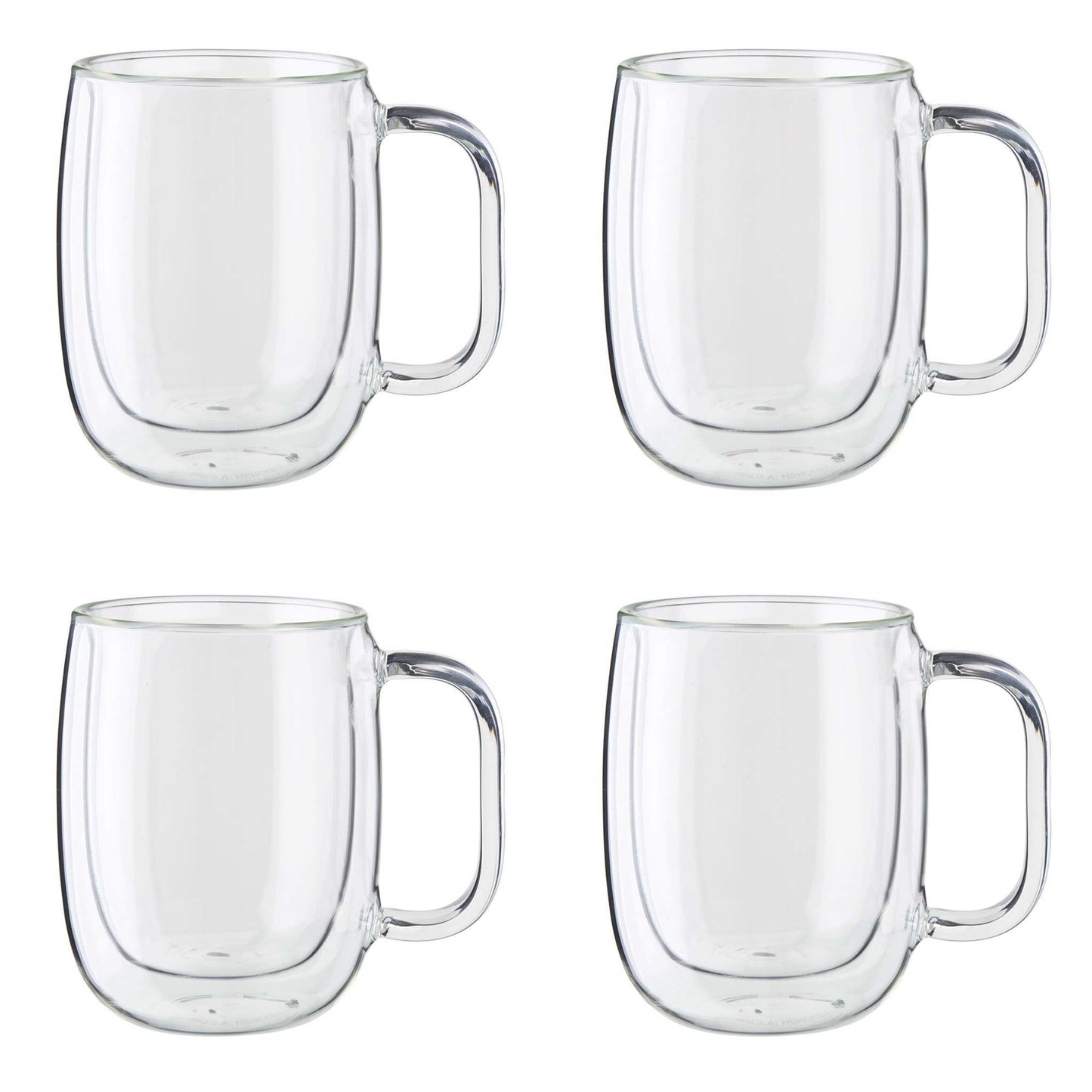 SORRENTO 4PC DOUBLE WALL GLASS COFFEE MUG SET