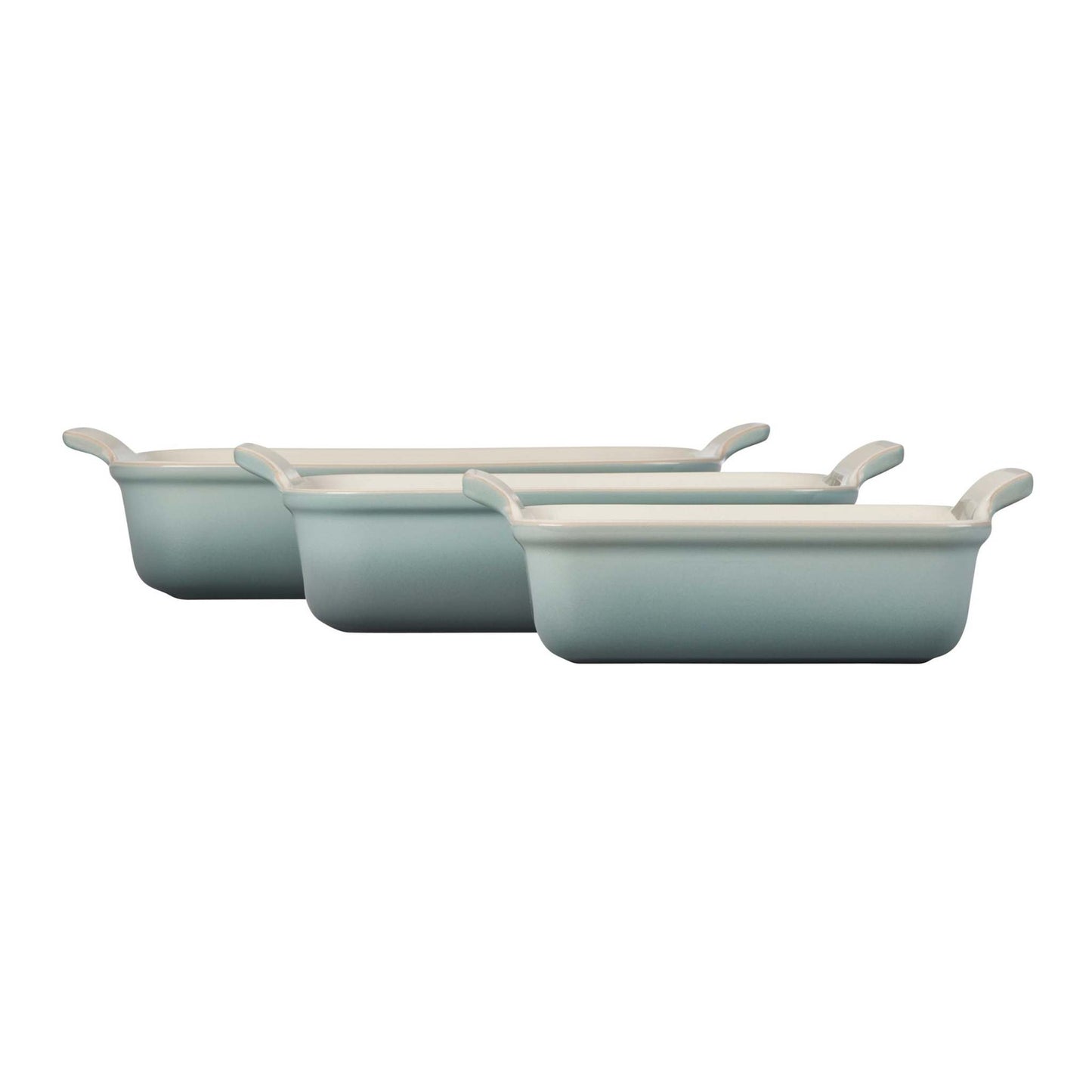 3PC HERITAGE STONEWARE RECTANGULAR BAKING DISH SET SEA SALT