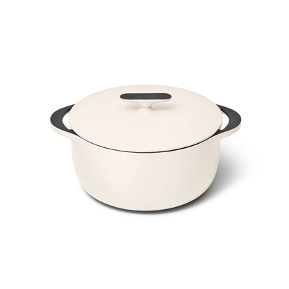 6.5QT ENAMELED CAST IRON DUTCH OVEN W/ FLAT LID CREAM