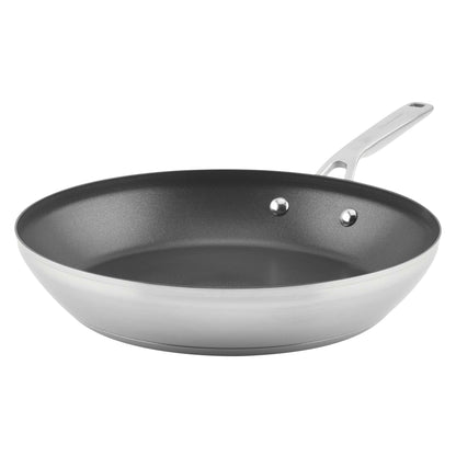 12" STAINLESS STEEL 3-PLY NONSTICK FRY PAN
