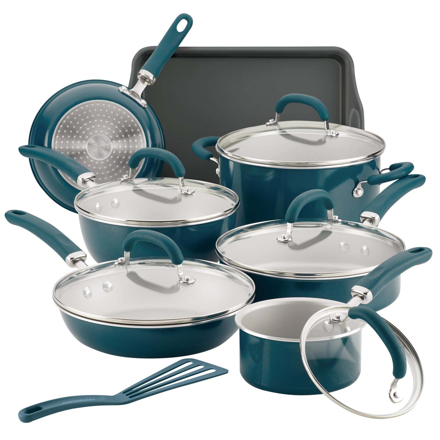 CREATE DELICIOUS 13PC ENAMELED ALUMINUM COOKWARE SHIMMER